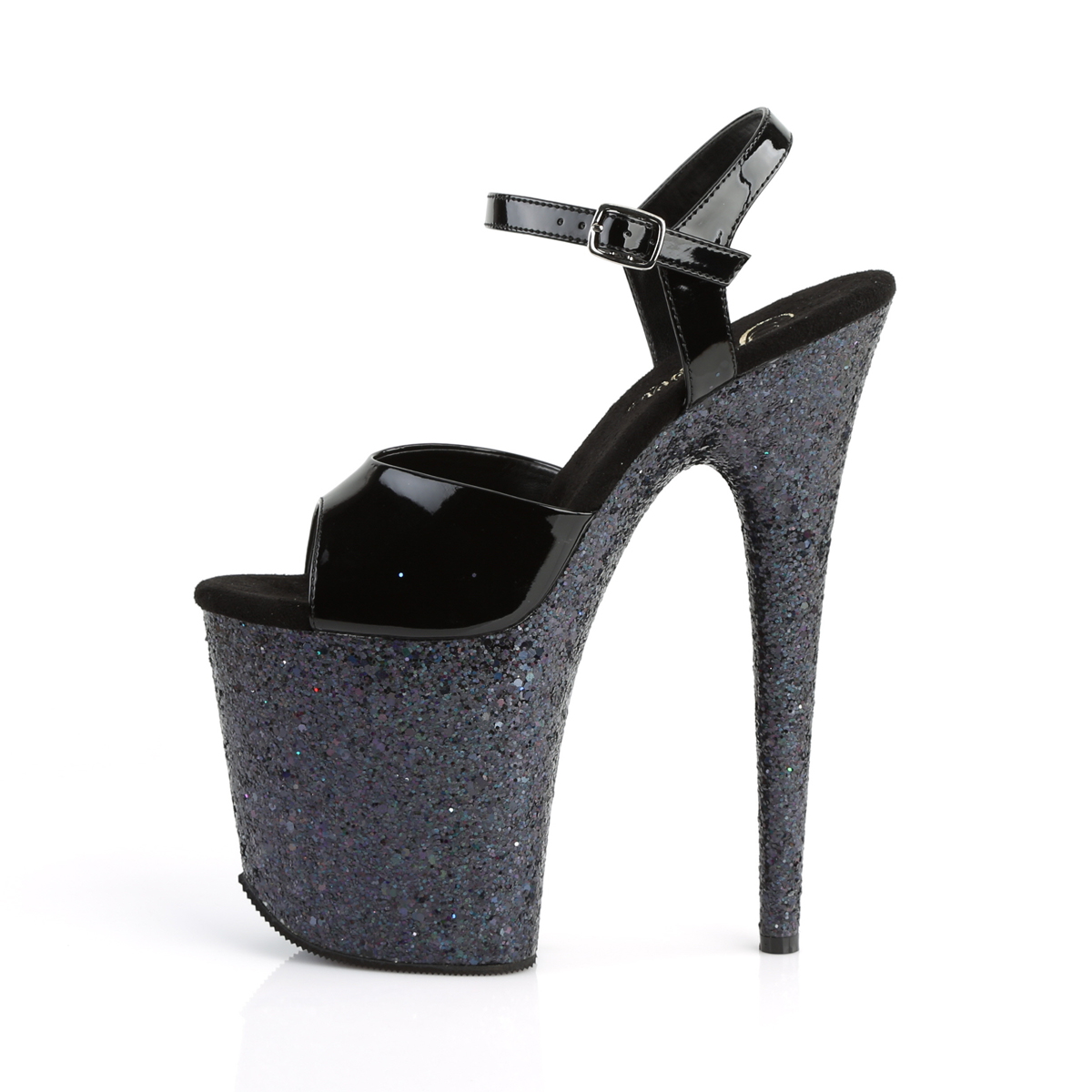 Pleaser Flamingo-809LG B/M - Shiny Black High-Platform Sandals