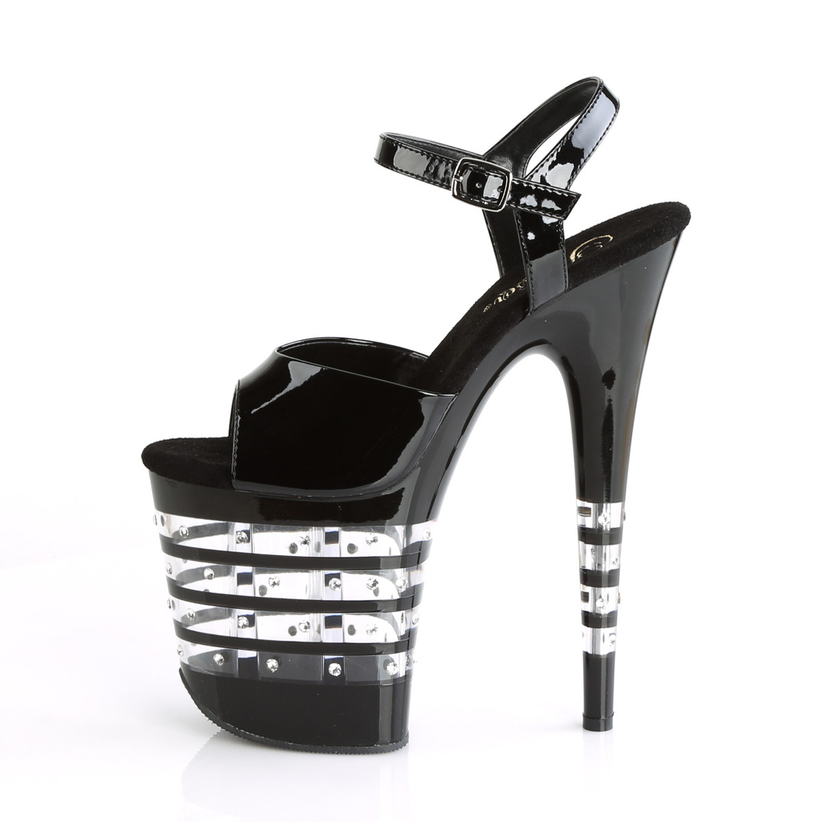 Pleaser Flamingo-809LNRS B/M - Shiny Black High-Platform Sandals