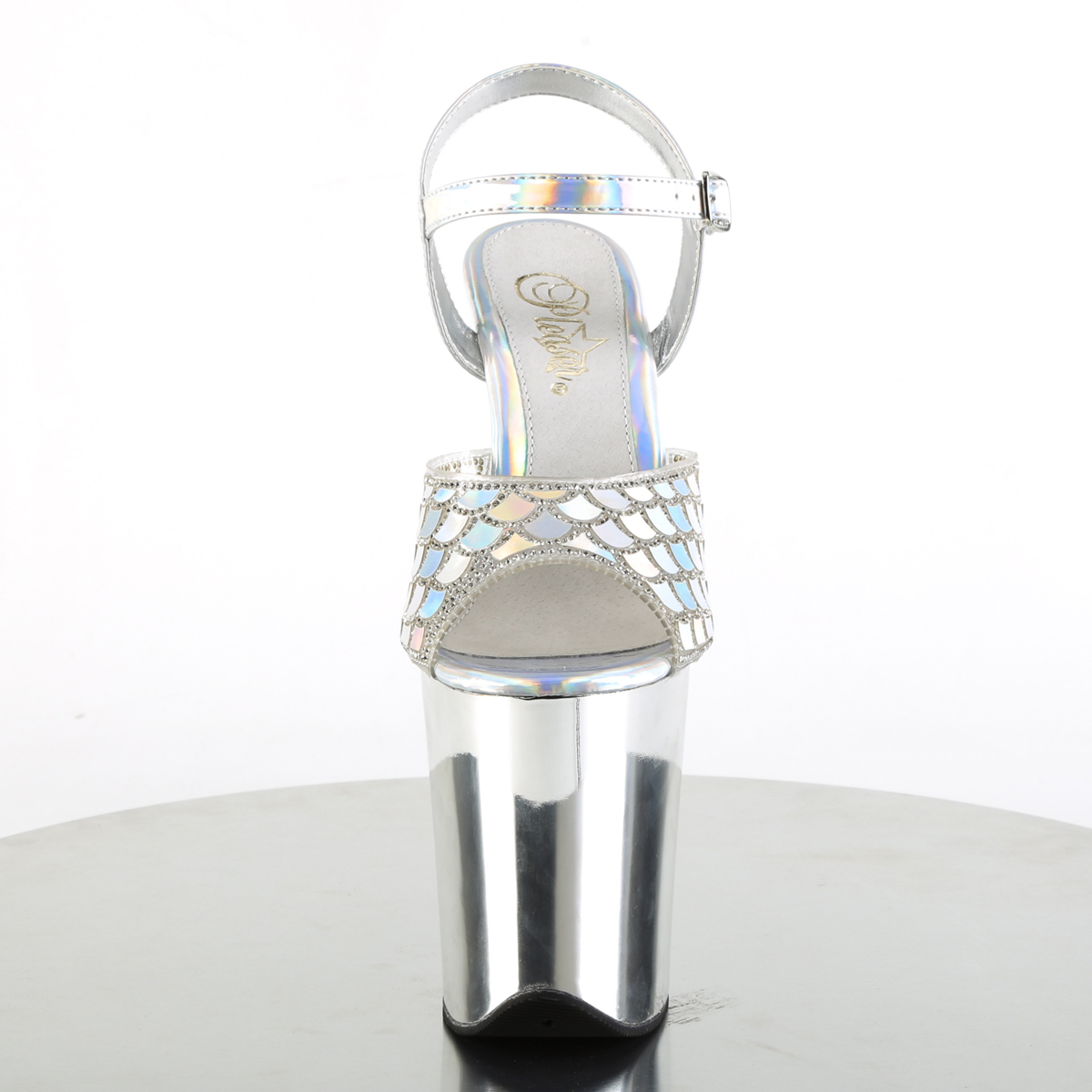 Pleaser Flamingo-809MMRS SHG/SCH - Silver High-Platform Sandals