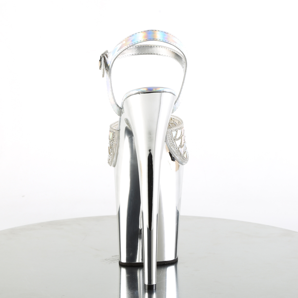 Pleaser Flamingo-809MMRS SHG/SCH - Silver High-Platform Sandals