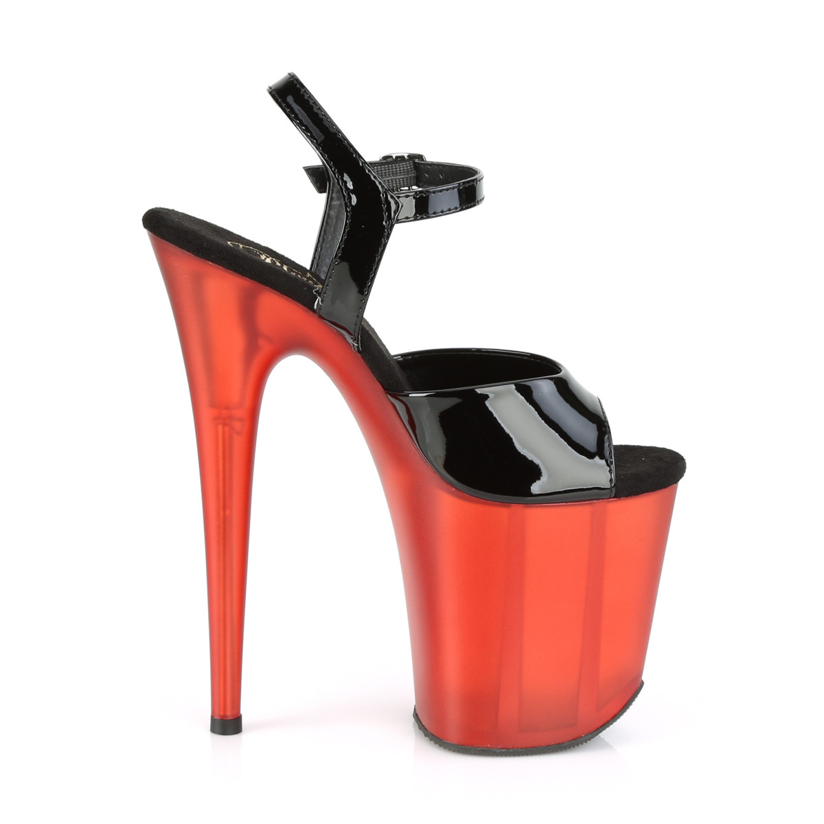 Pleaser Flamingo-809T B/R - Shiny Black High-Platform Sandals