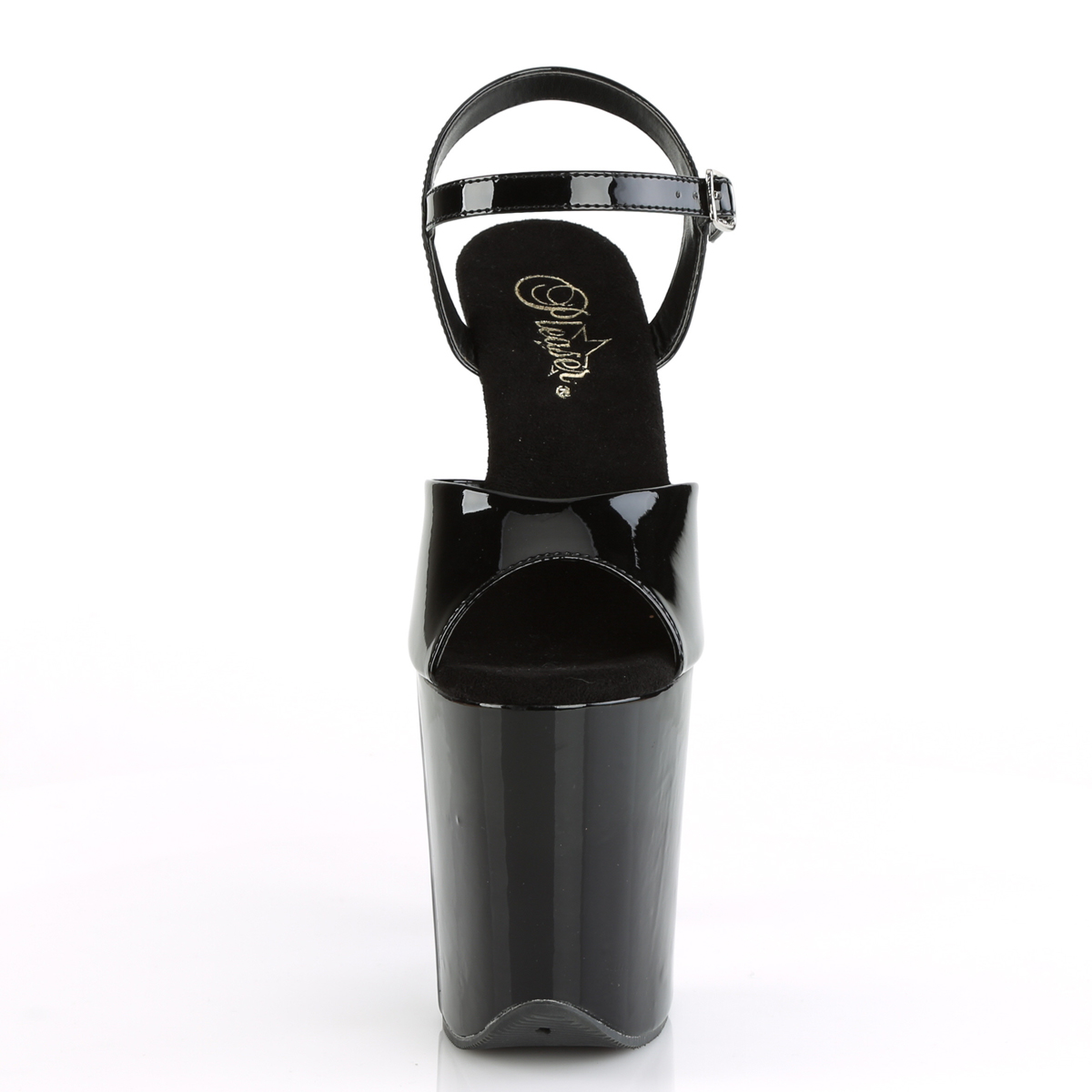 Pleaser Flamingo-809Z B/M - Shiny Black High-Platform Sandals