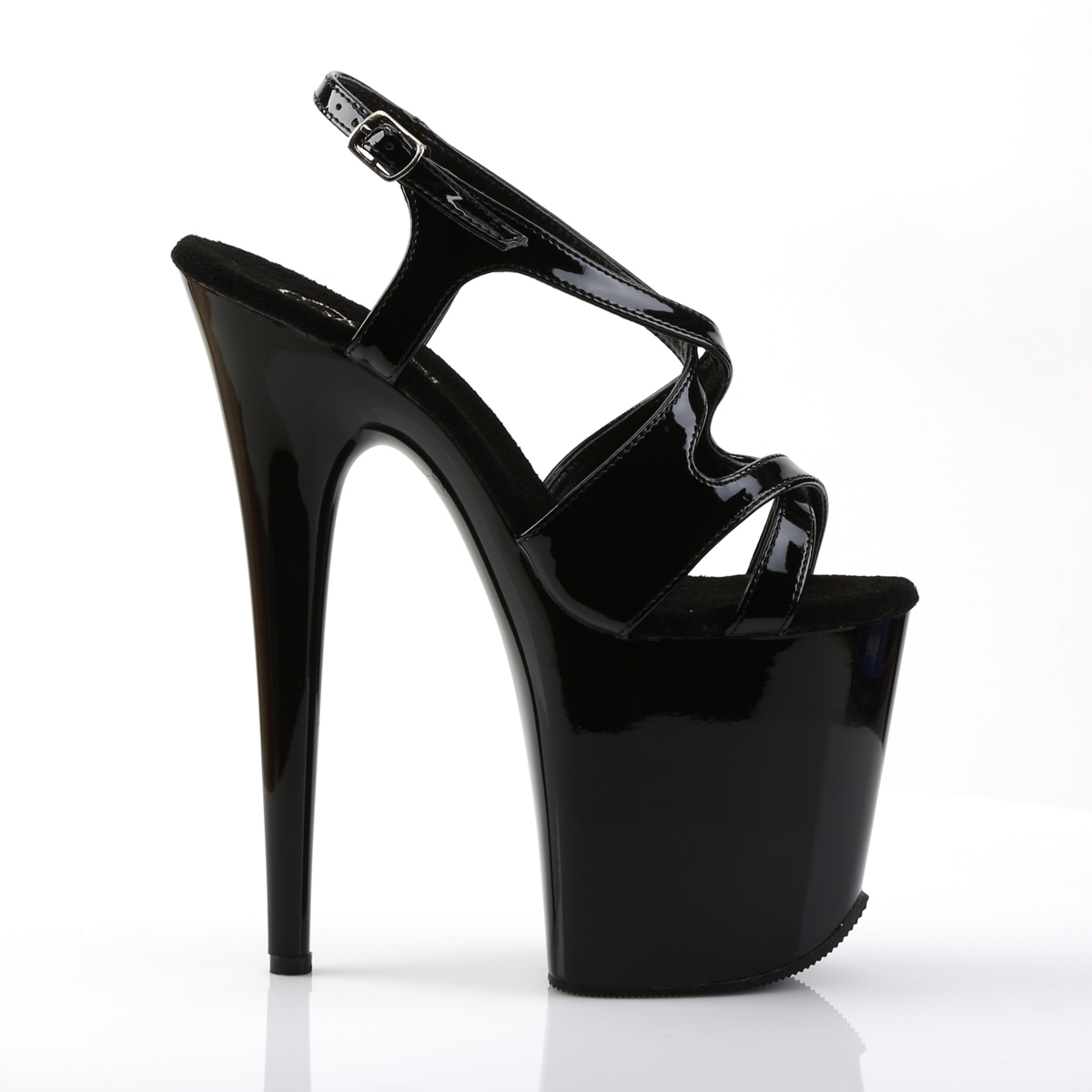 Pleaser Flamingo-831 B/M - Shiny Black High-Platform Sandals