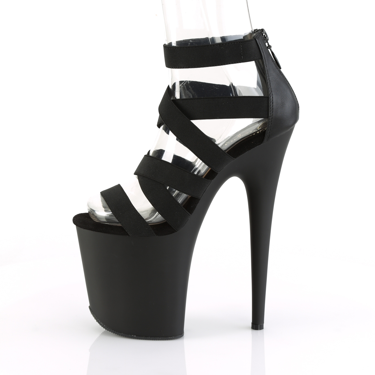 Pleaser Flamingo-859 BELS-PU/M - Black High-Platform Ankle Strap Heels