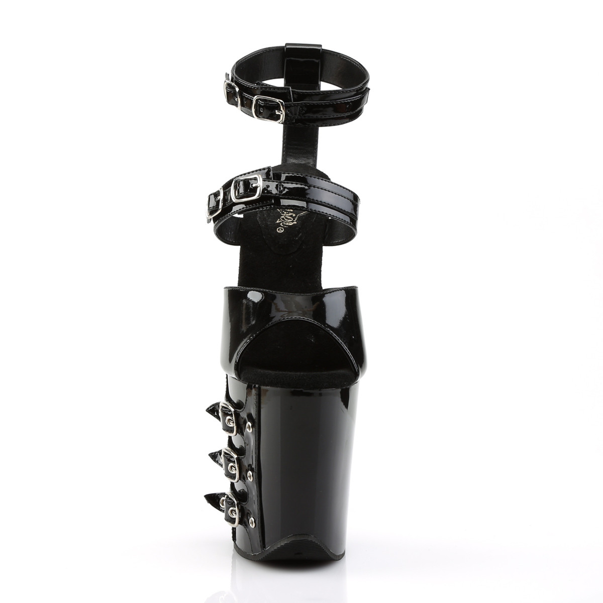 Pleaser Flamingo-885 B/M - Shiny Black High-Platform Ankle Strap Heels