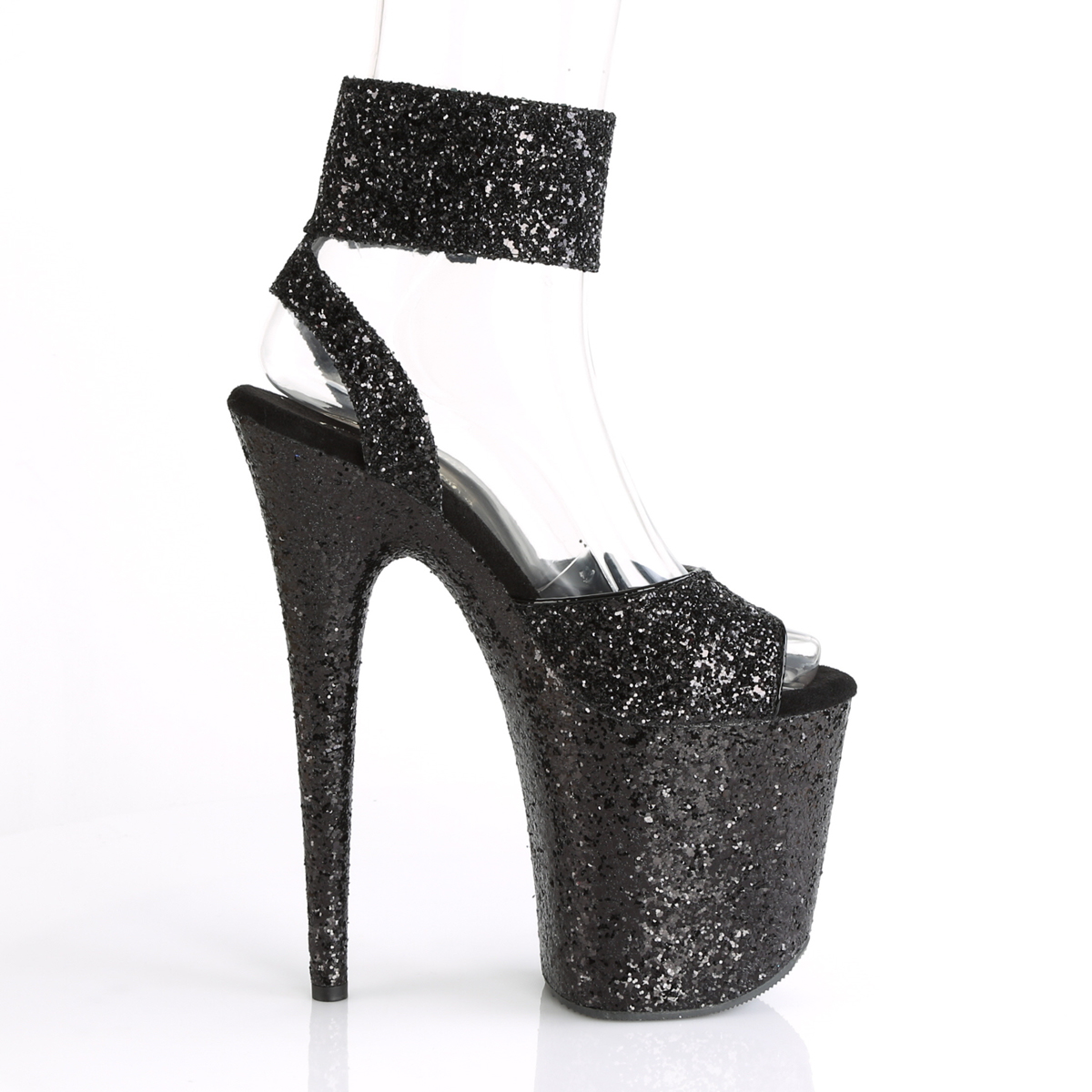 Pleaser Flamingo-891LG BG/M - Black High-Platform Ankle Strap Heels