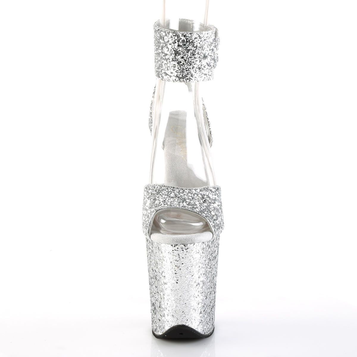 Pleaser Flamingo-891LG SG/M - Silver High-Platform Ankle Strap Heels