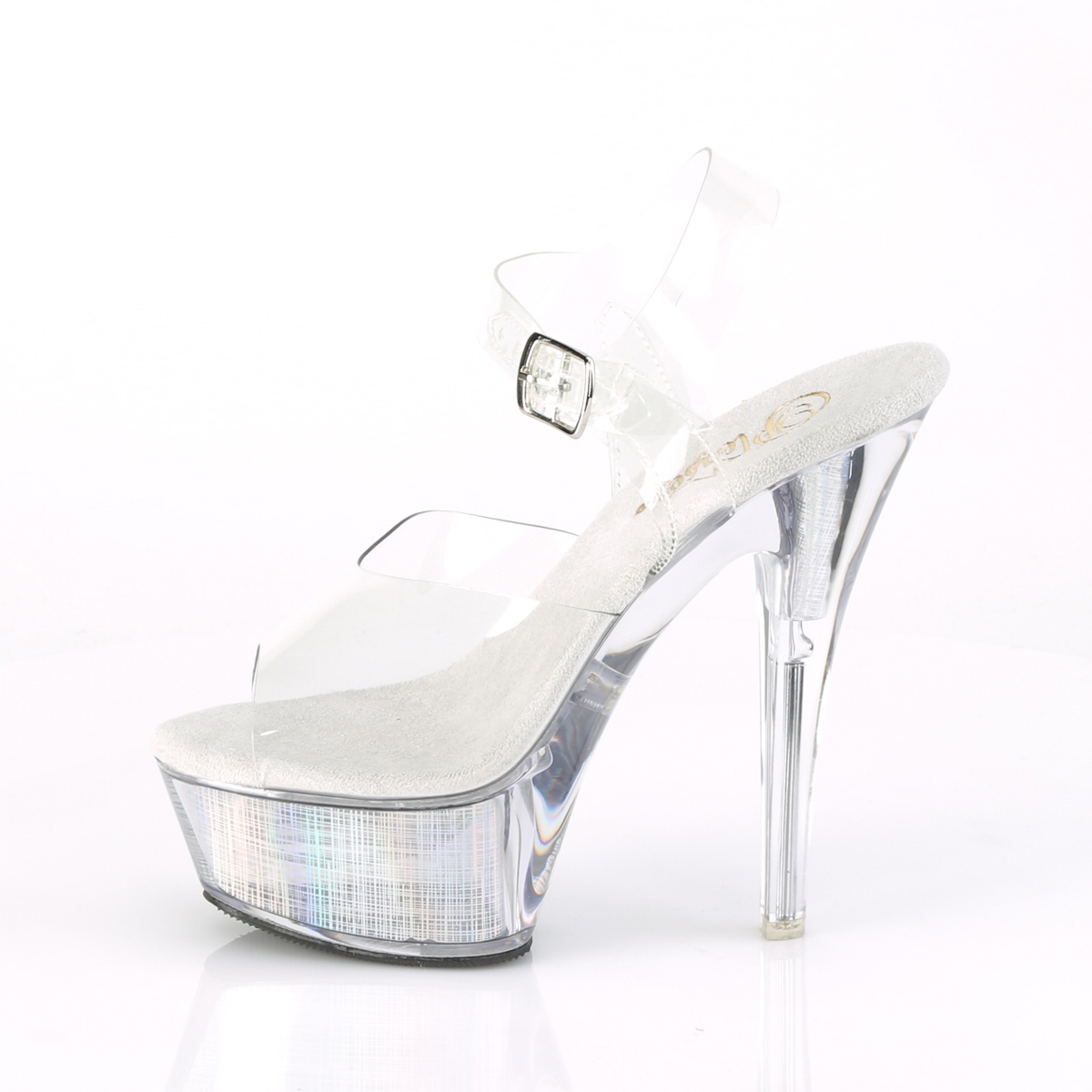 Pleaser Flashdance-208CH C/SHG - Clear Illuminating Platform High-Heel Sandals