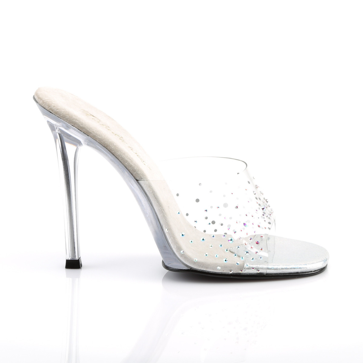 Fabulicious Gala-01SD C/M - Clear High-Heel Single Sole Slides