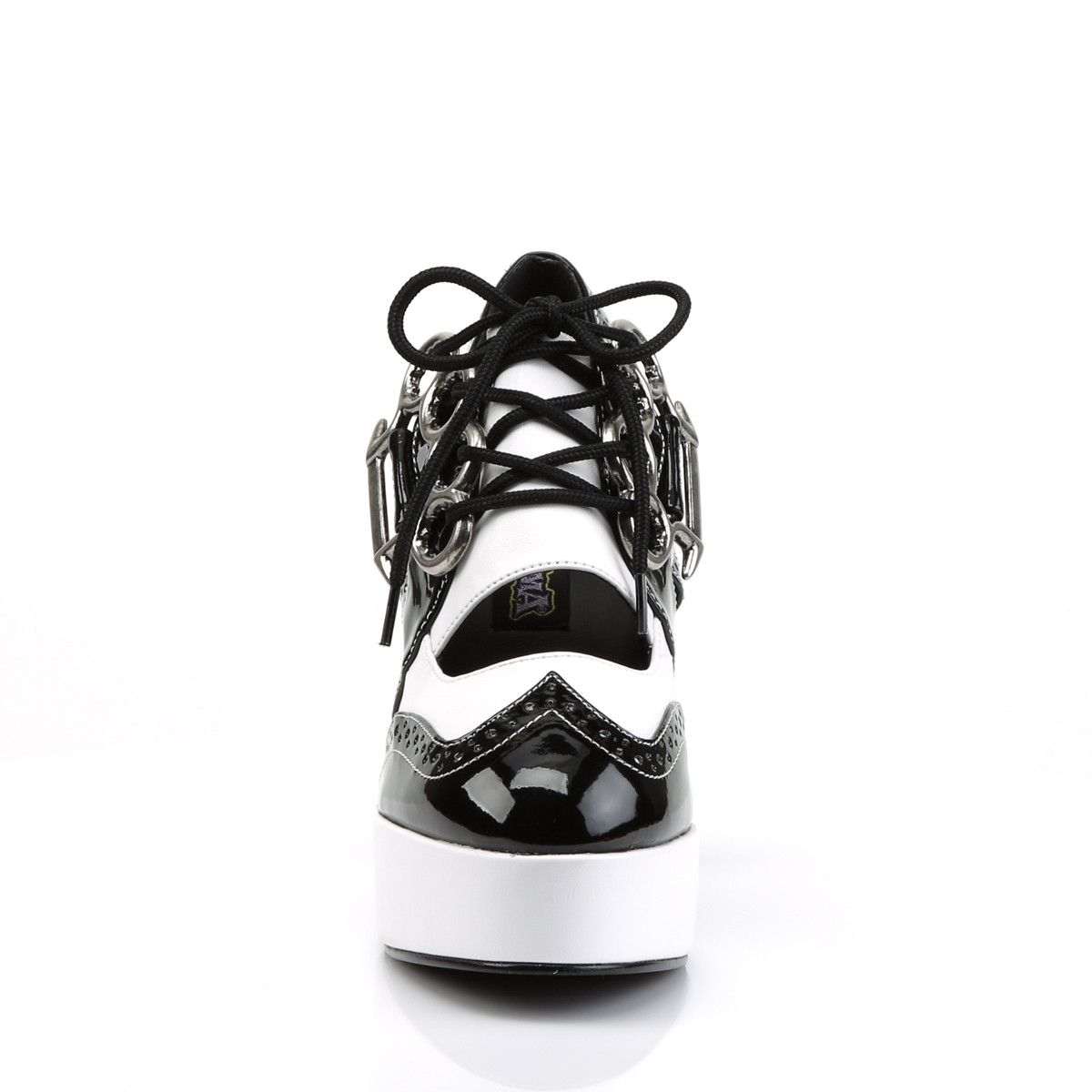 Funtasma Gangster-15 BW - Shiny Black Platform High Chunky-Heel Ankle Booties