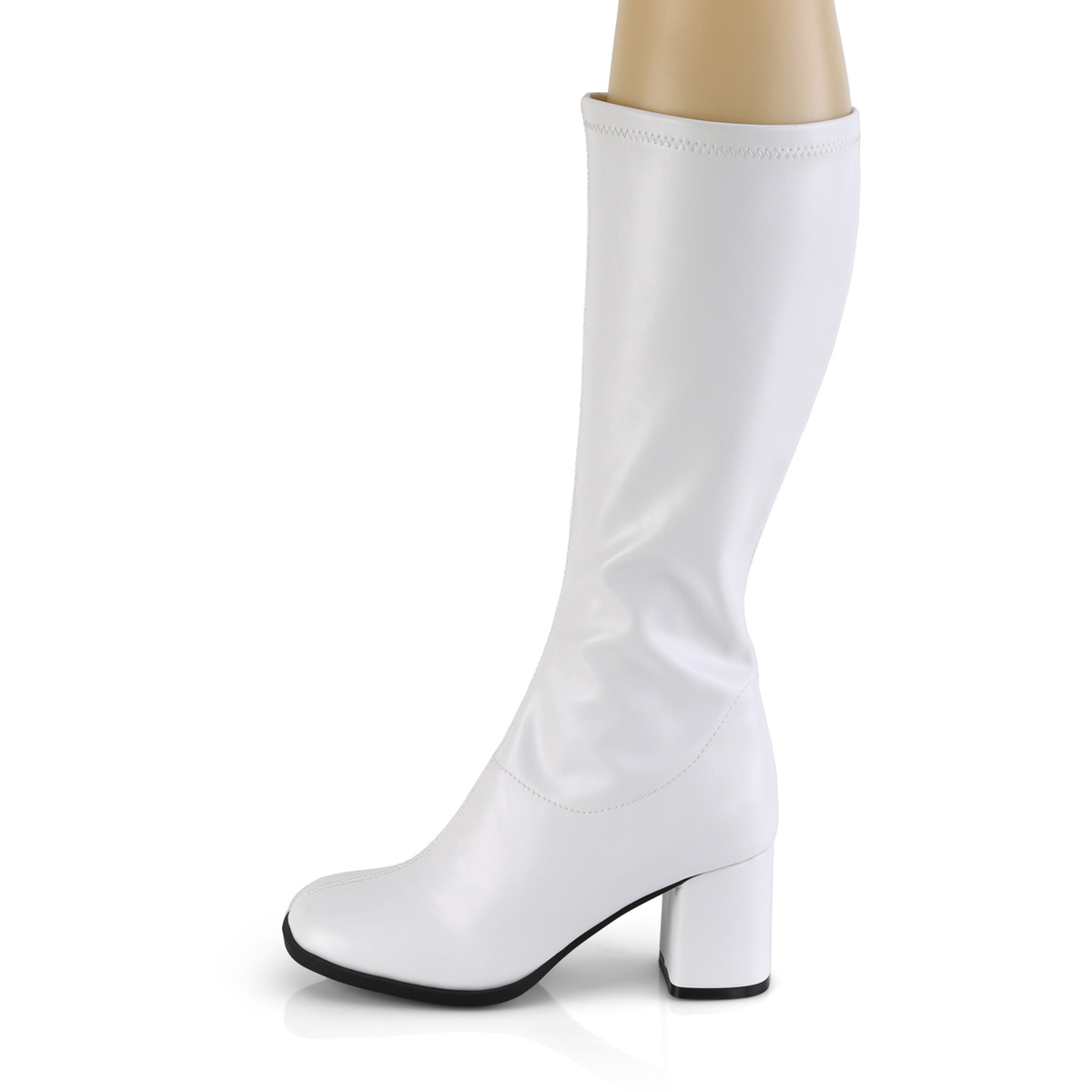 Funtasma Gogo-300-2 WPU - White Chunky-Heel Knee High Single Sole Boots