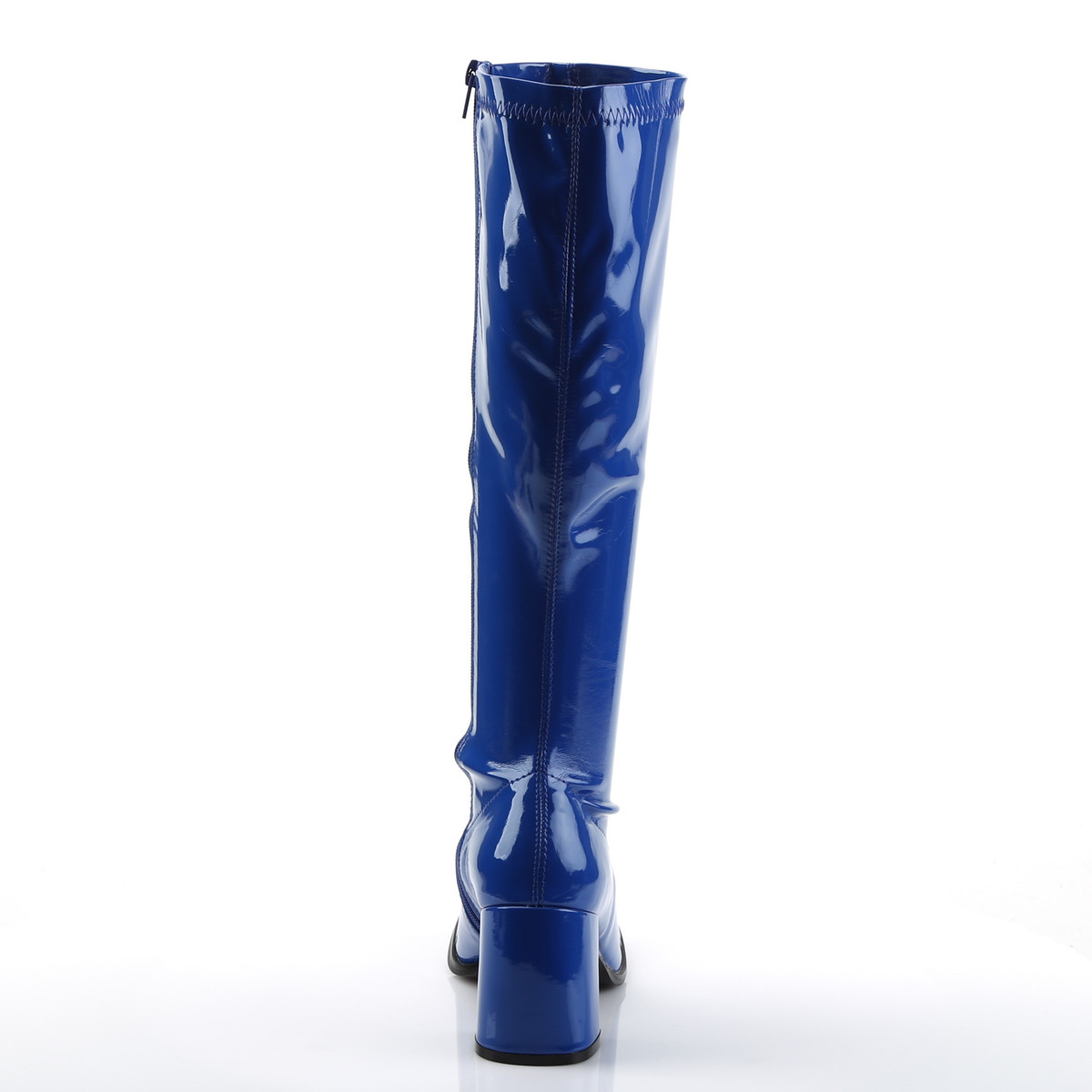 Funtasma Gogo-300 NU - Shiny Blue Chunky-Heel Knee High Single Sole Boots