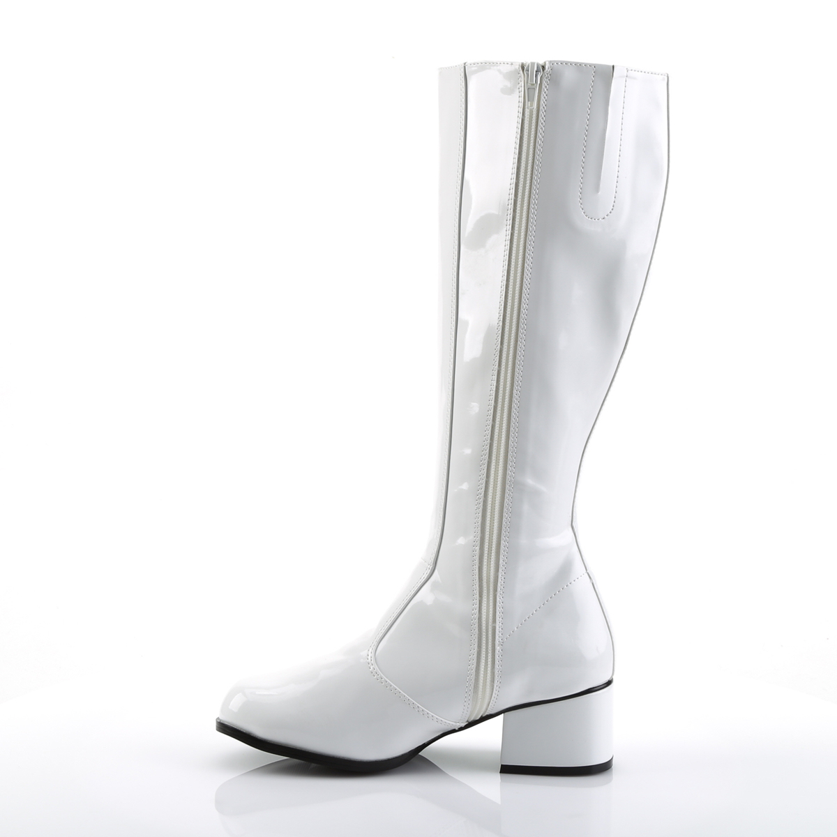 Funtasma Gogo W - Shiny White Chunky-Heel Knee High Single Sole Boots