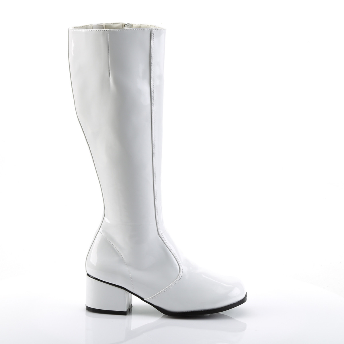 Funtasma Gogo W - Shiny White Chunky-Heel Knee High Single Sole Boots
