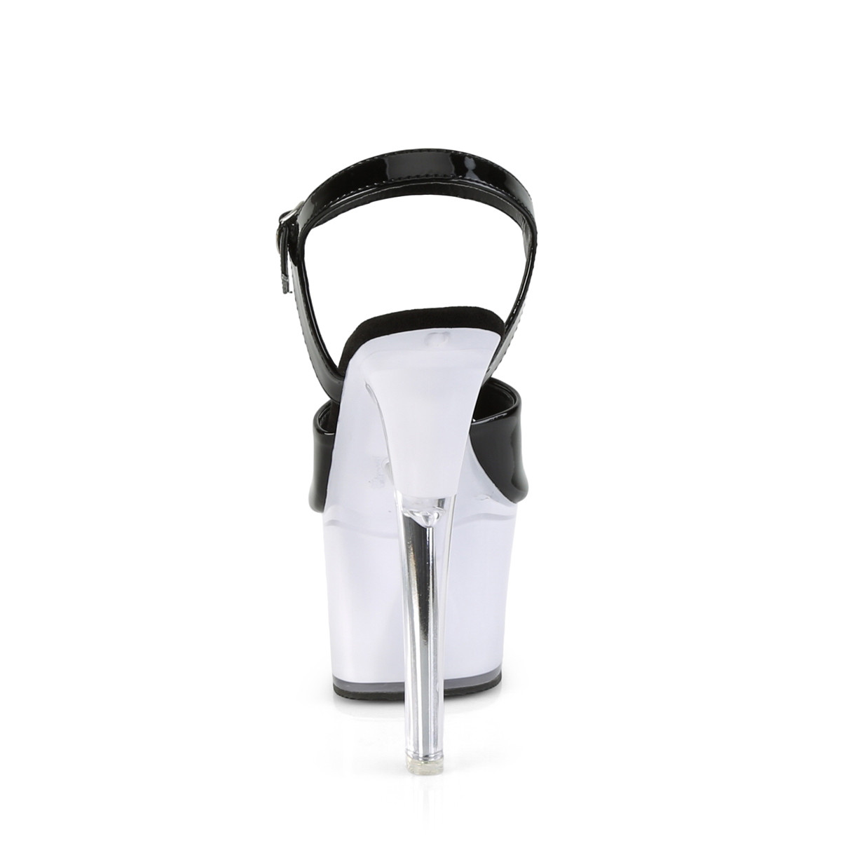 Pleaser Illuminator-709 B/WGLOW - Shiny Black Illuminating High-Platform Sandals