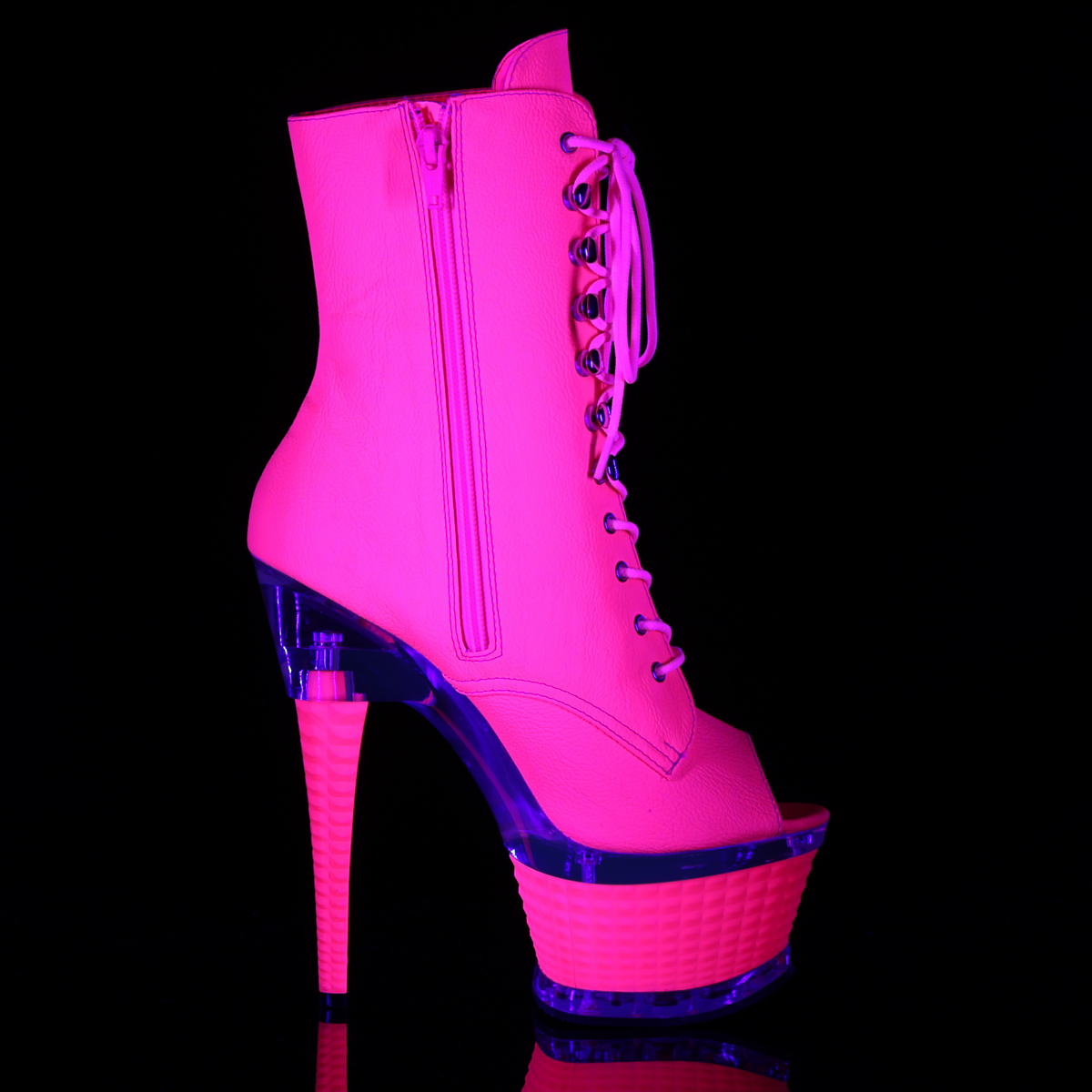 Pleaser Illusion-1021 NHPU/M - Pink Platform High-Heel Ankle Boots