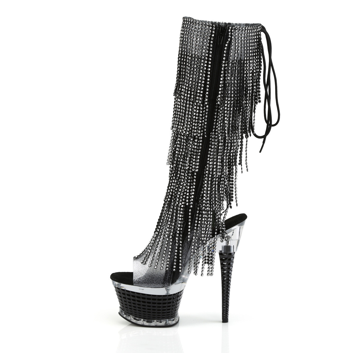 Pleaser Illusion-2017RSF SMKTPU/B - Silver Platform High-Heel Peep Toe Boots