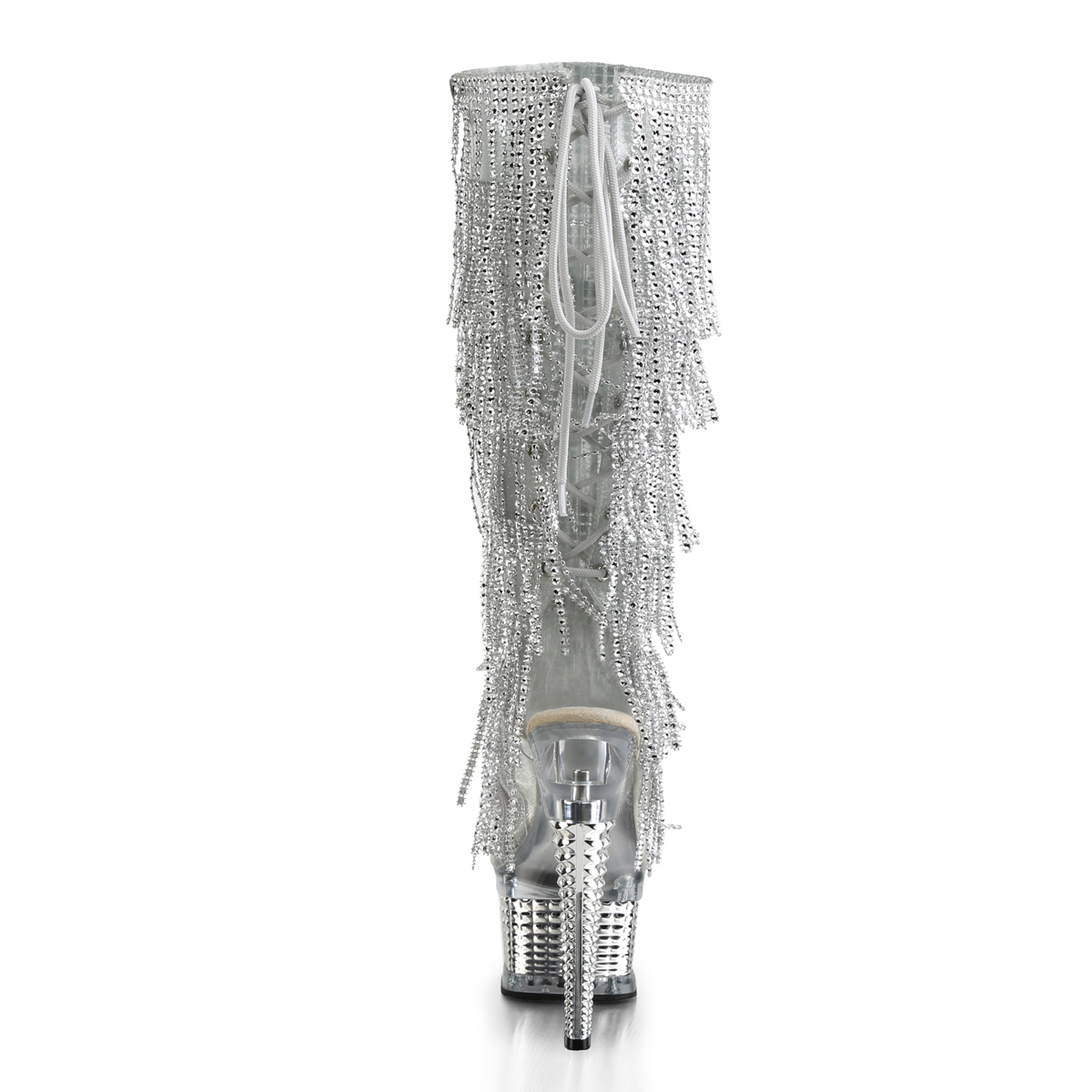 Pleaser Illusion-2017RSF STPU/SCH - Silver Platform High-Heel Peep Toe Boots