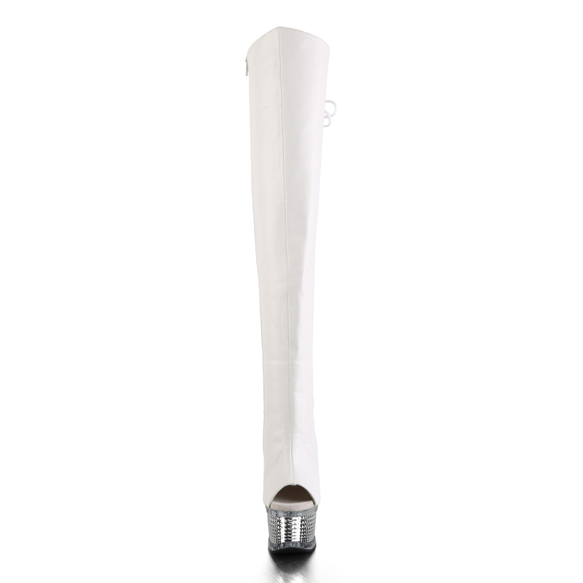 Pleaser Illusion-3019 WPU/SCH - White Platform High-Heel Peep Toe Boots