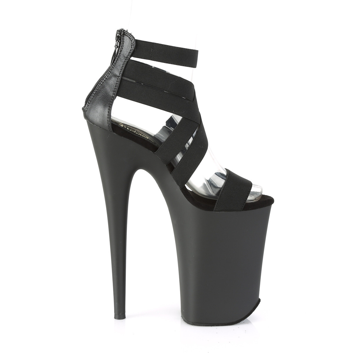 Pleaser Infinity-969 BELSPU/M - Black High-Platform Ankle Strap Heels