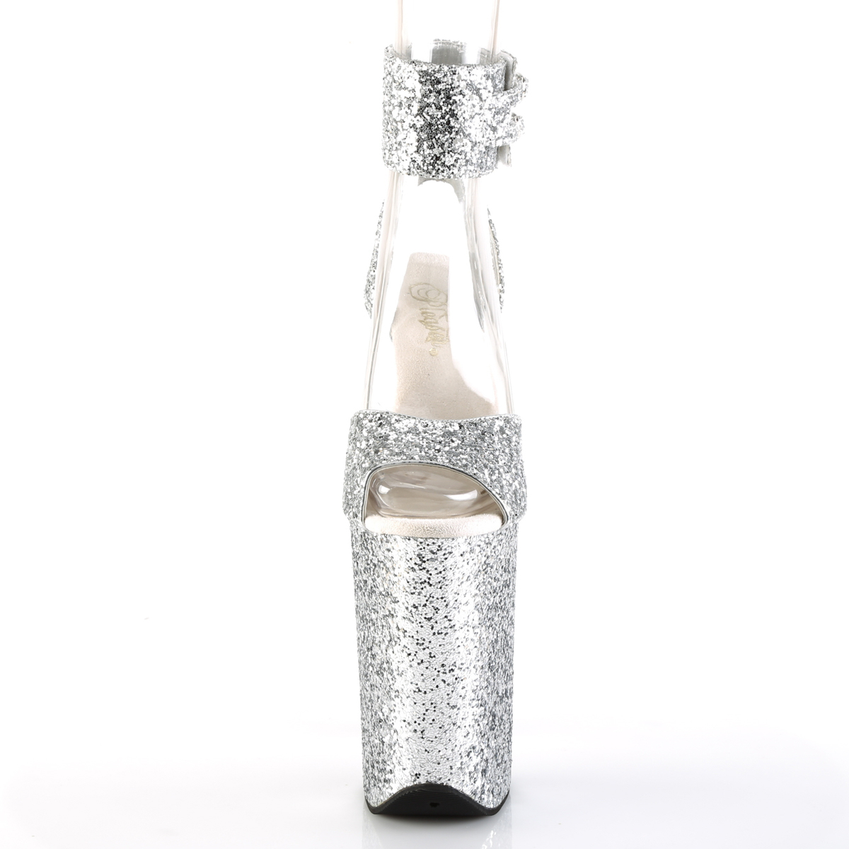 Pleaser Infinity-991LG SG/M - Silver High-Platform Ankle Strap Heels