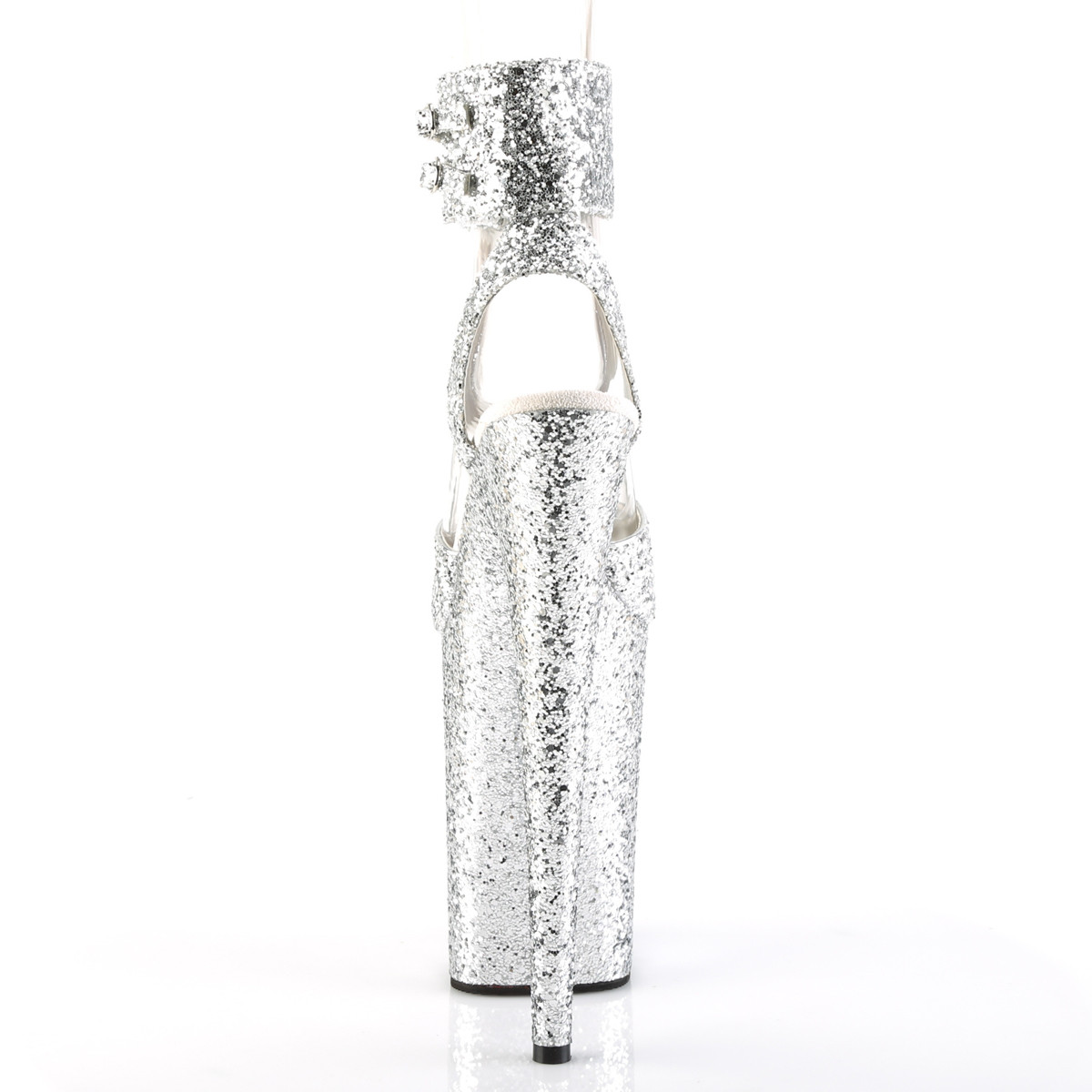 Pleaser Infinity-991LG SG/M - Silver High-Platform Ankle Strap Heels