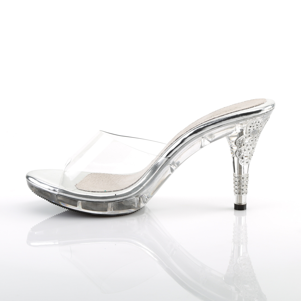 Fabulicious Iris-401 C/M - Clear Heeled Single Sole Slides