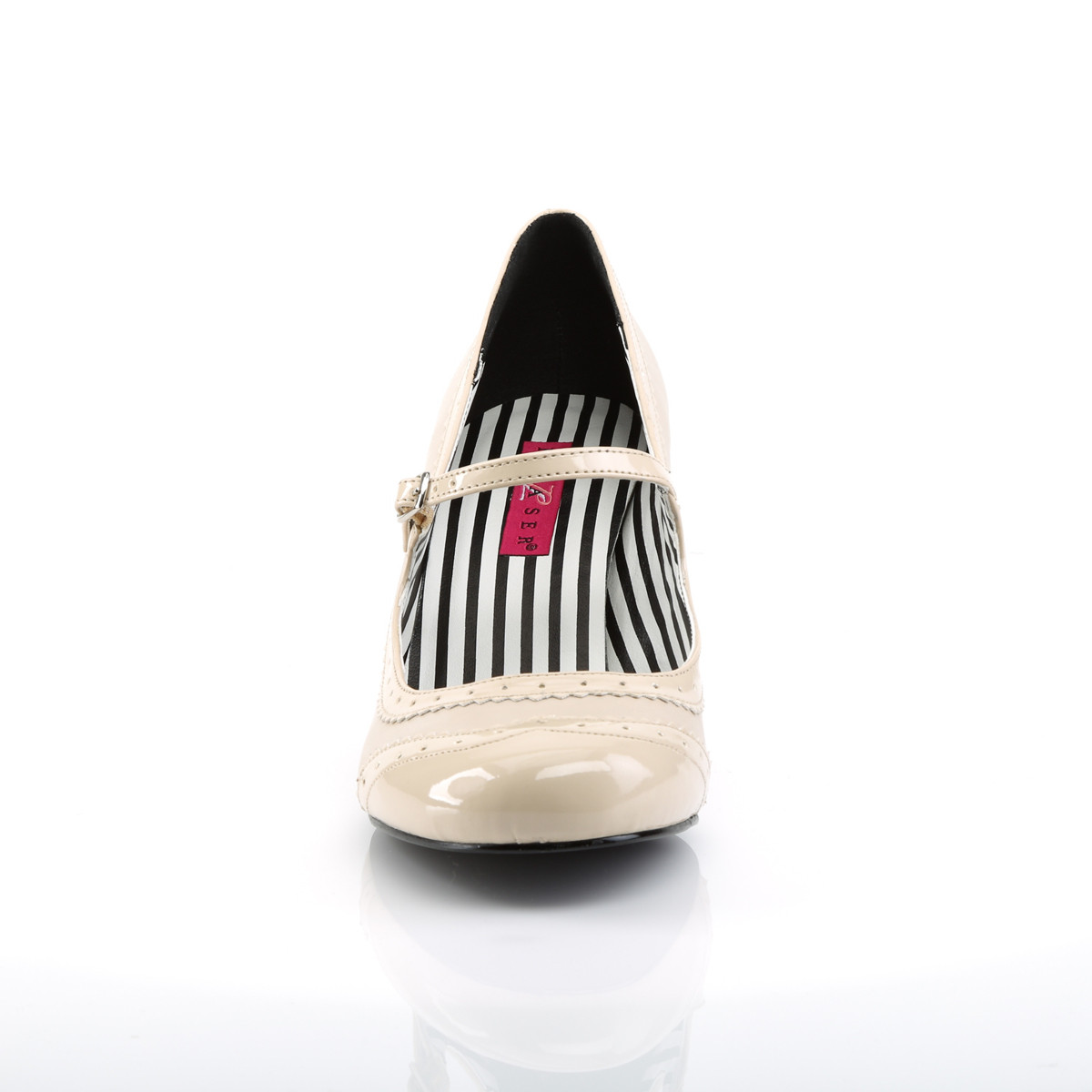 Pleaser Pink Label Jenna-06 CRPU-PT - Shiny Beige Chunky-Heel Stilettos