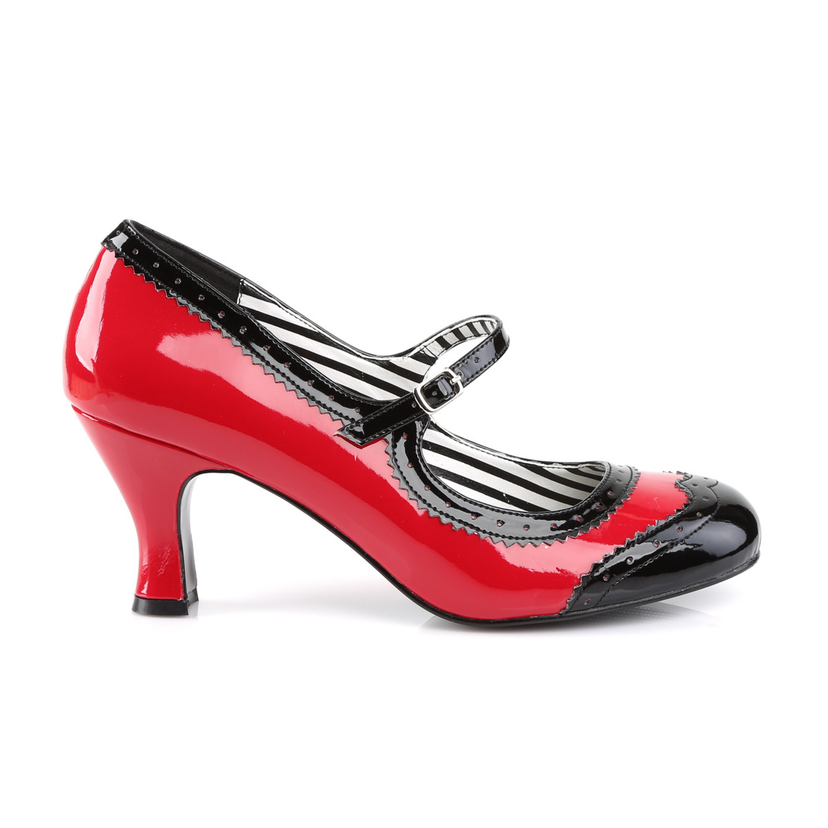 Pleaser Pink Label Jenna-06 R-B - Shiny Red Chunky-Heel Stilettos
