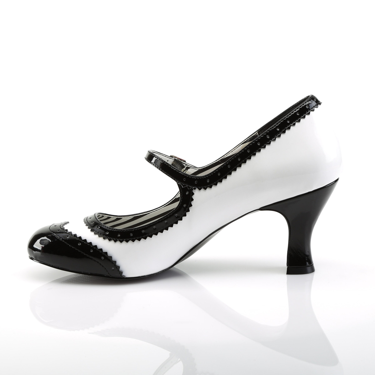 Pleaser Pink Label Jenna-06 W-B - Shiny White Chunky-Heel Stilettos