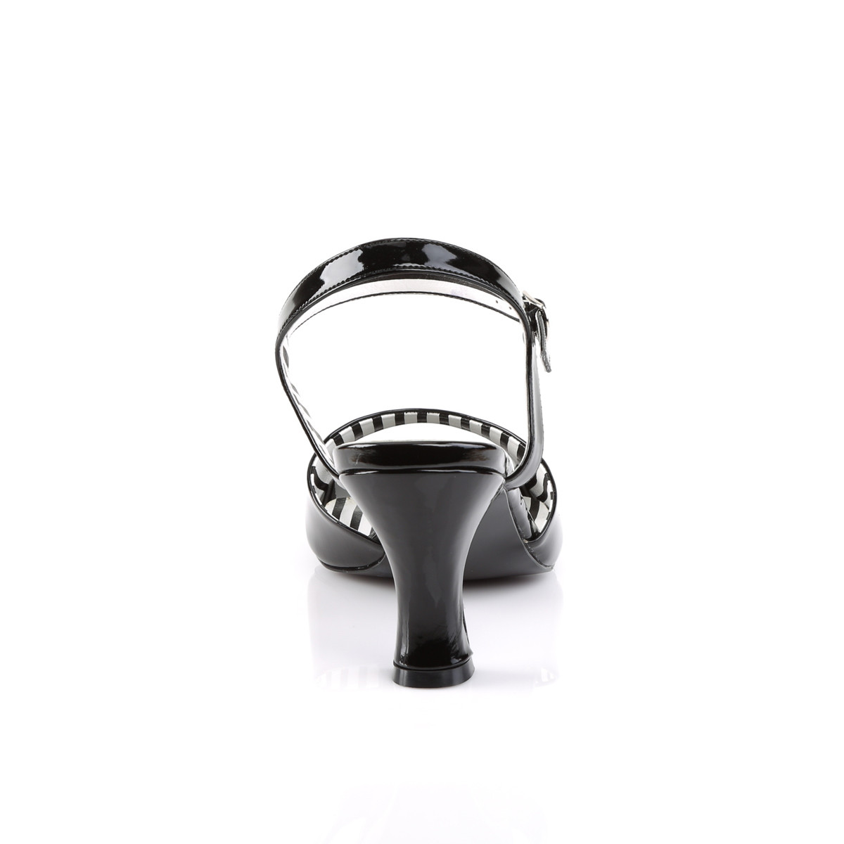 Pleaser Pink Label Jenna-09 B - Shiny Black Chunky-Heel Single Sole Sandals