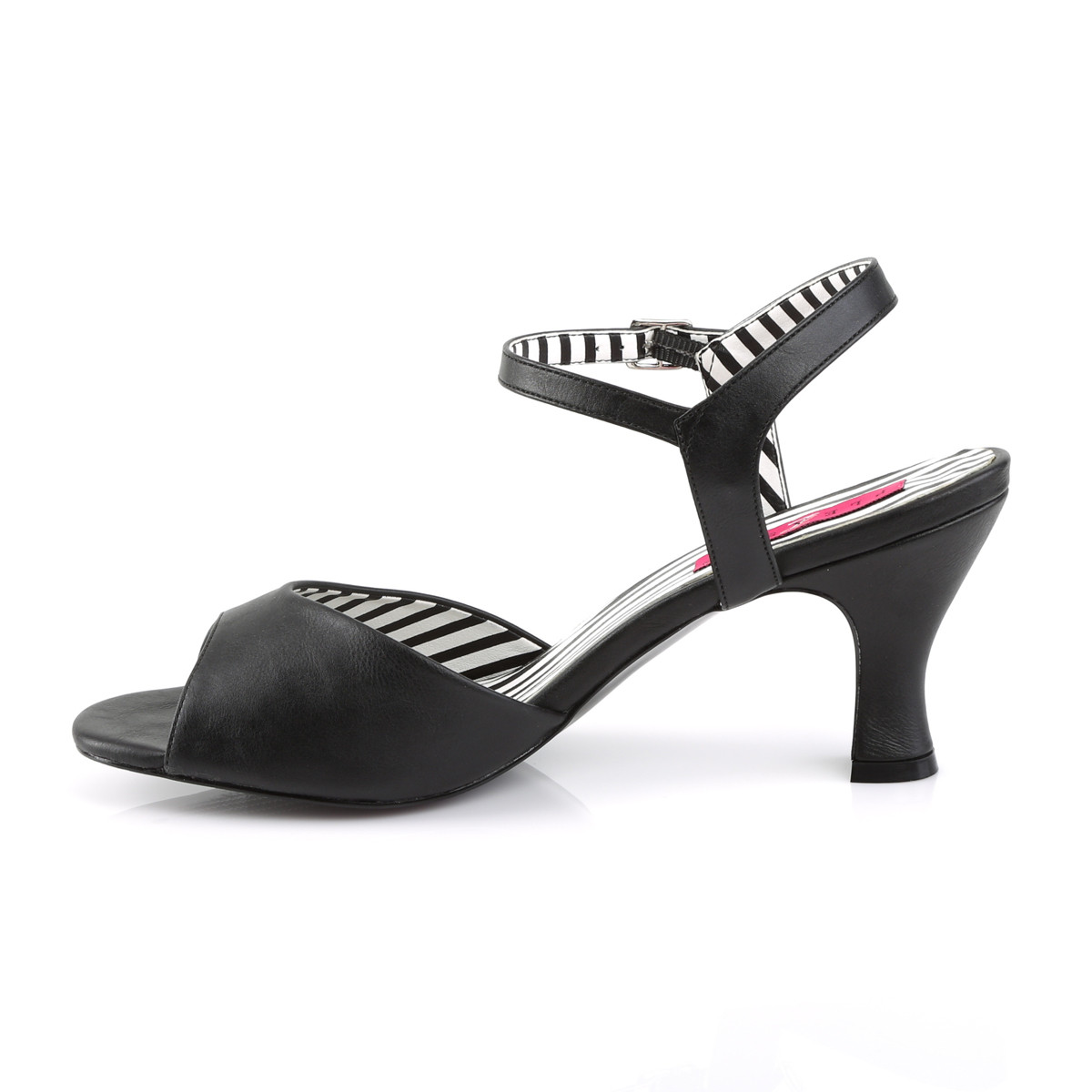 Pleaser Pink Label Jenna-09 BPU - Black Chunky-Heel Single Sole Sandals