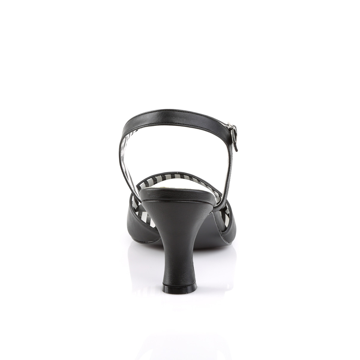 Pleaser Pink Label Jenna-09 BPU - Black Chunky-Heel Single Sole Sandals
