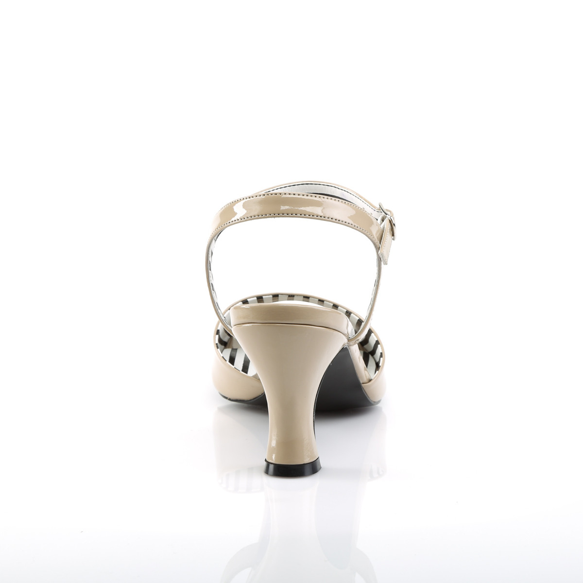 Pleaser Pink Label Jenna-09 CR - Shiny Beige Chunky-Heel Single Sole Sandals