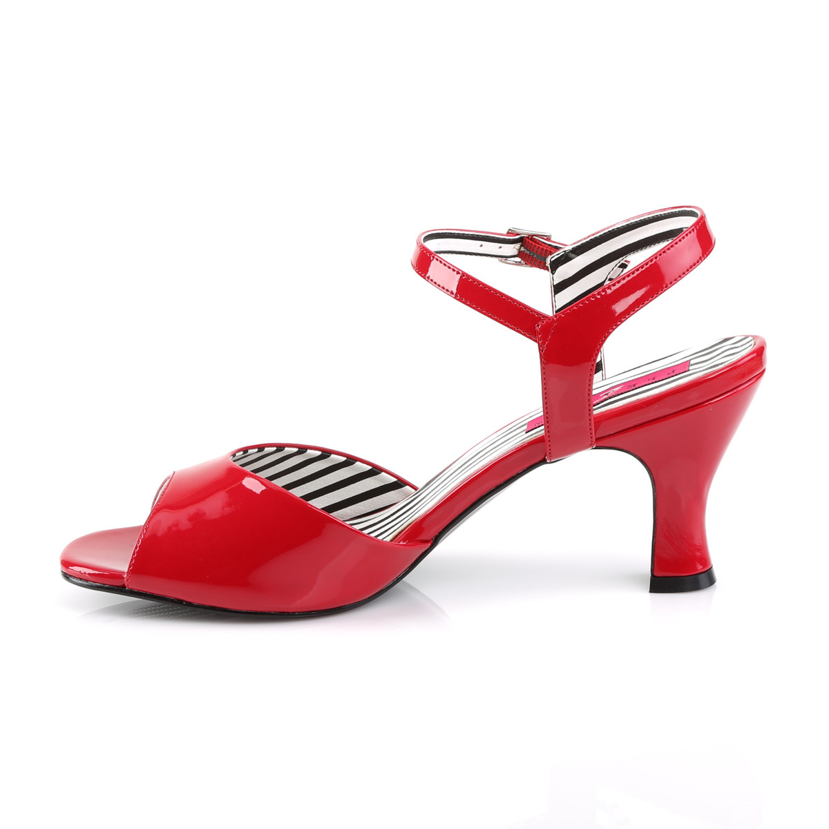 Pleaser Pink Label Jenna-09 R - Shiny Red Chunky-Heel Single Sole Sandals
