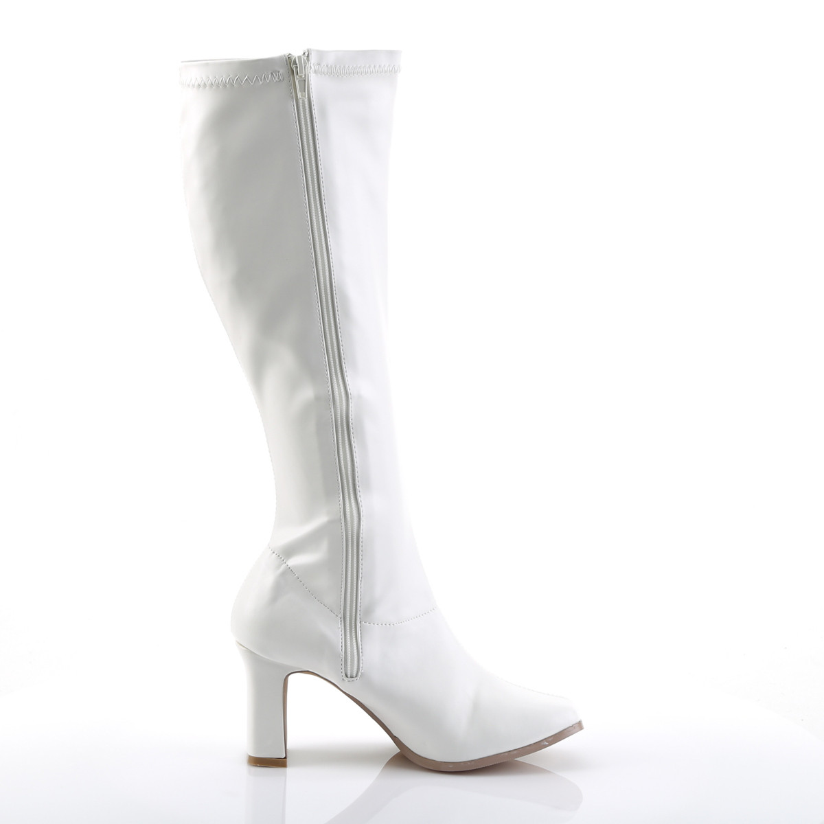 Funtasma Kiki-350 W/PU - White Chunky-Heel Knee High Single Sole Boots
