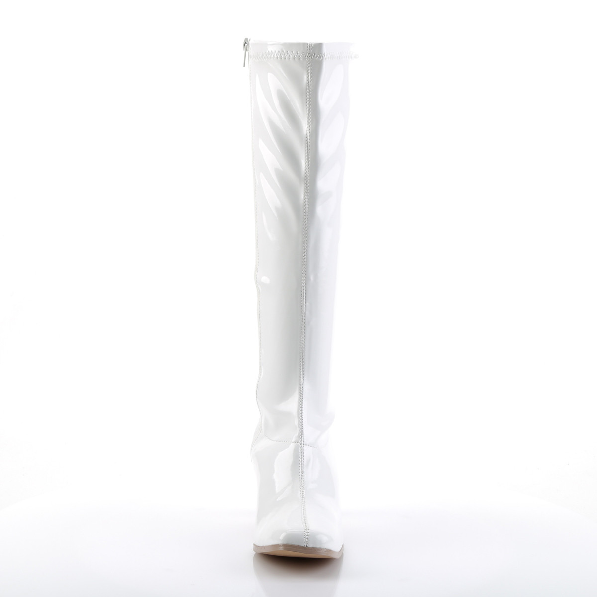 Funtasma Kiki-350 W - Shiny White Chunky-Heel Knee High Single Sole Boots