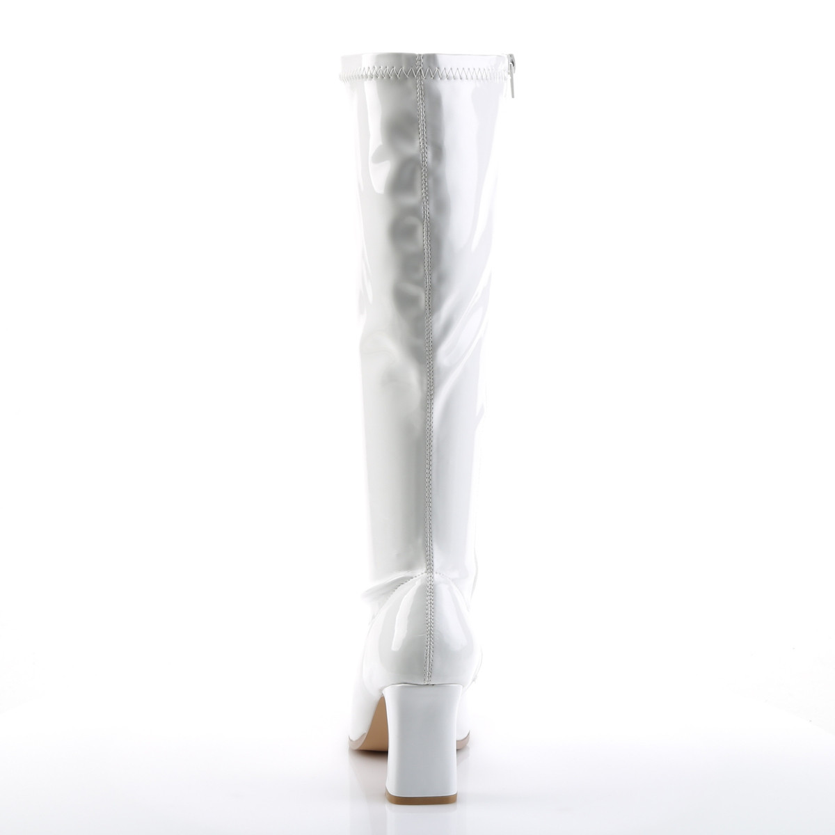 Funtasma Kiki-350 W - Shiny White Chunky-Heel Knee High Single Sole Boots