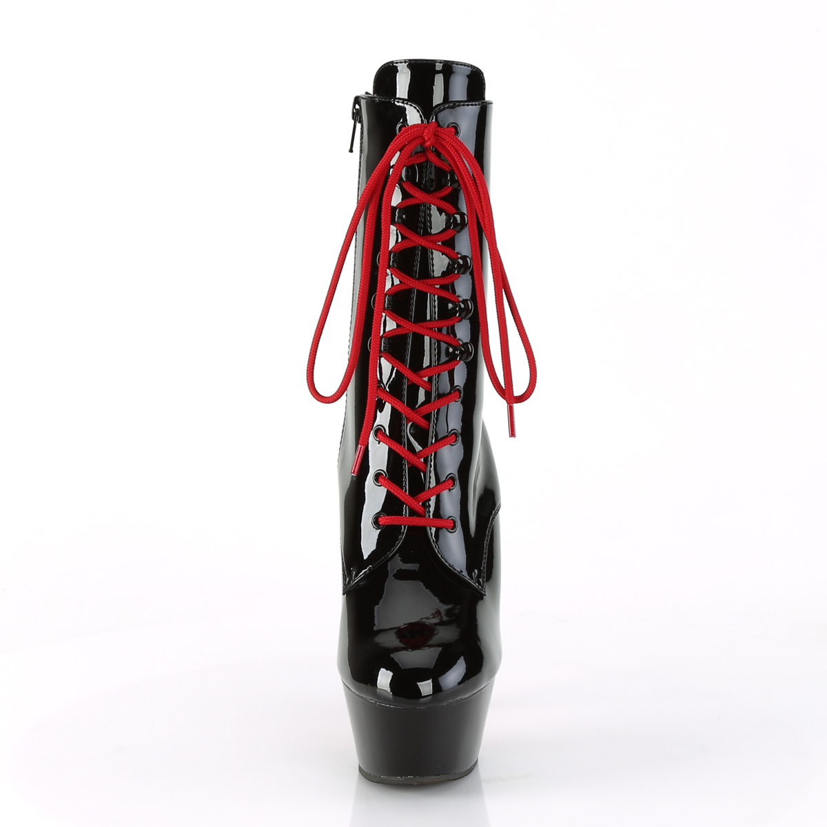 Pleaser Kiss-1020TT B/B-RCH - Shiny Black Platform High-Heel Ankle Boots