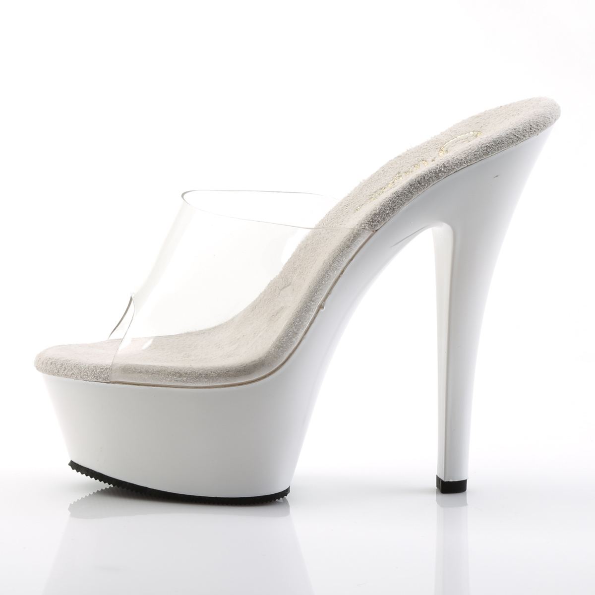 Pleaser Kiss-201 C/W - Clear Platform High-Heel Slides