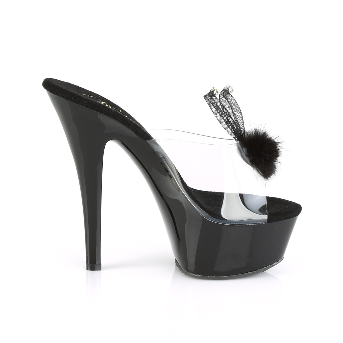 Pleaser Kiss-201BUNNY C/B - Clear Platform High-Heel Slides