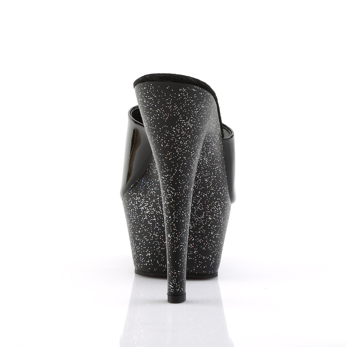 Pleaser Kiss-201MG B/M - Shiny Black Platform High-Heel Slides