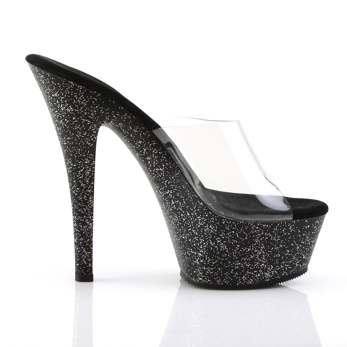 Pleaser Kiss-201MG C/B - Clear Platform High-Heel Slides