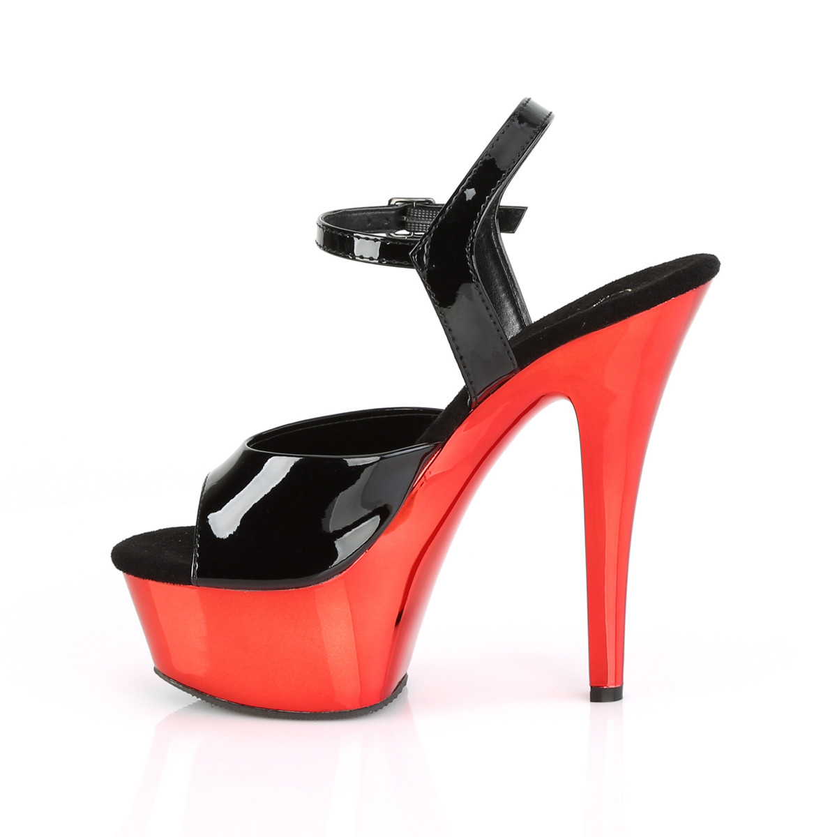 Pleaser Kiss-209 B/RCH - Shiny Black Platform High-Heel Sandals