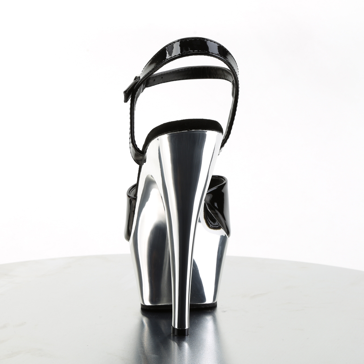 Pleaser Kiss-209 B/SCH - Shiny Black Platform High-Heel Sandals