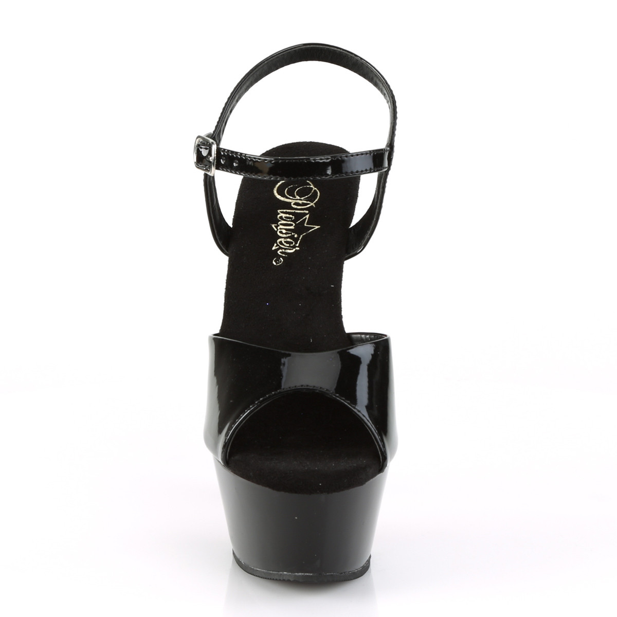 Pleaser Kiss-209CRS B/B-RRS - Shiny Black Platform High-Heel Sandals