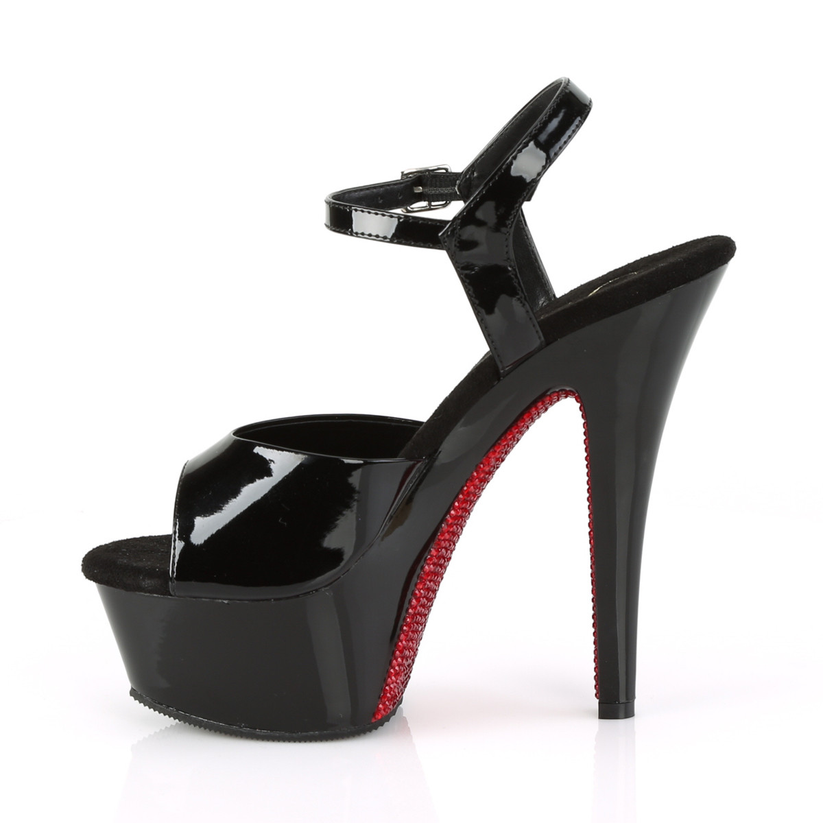 Pleaser Kiss-209CRS B/B-RRS - Shiny Black Platform High-Heel Sandals
