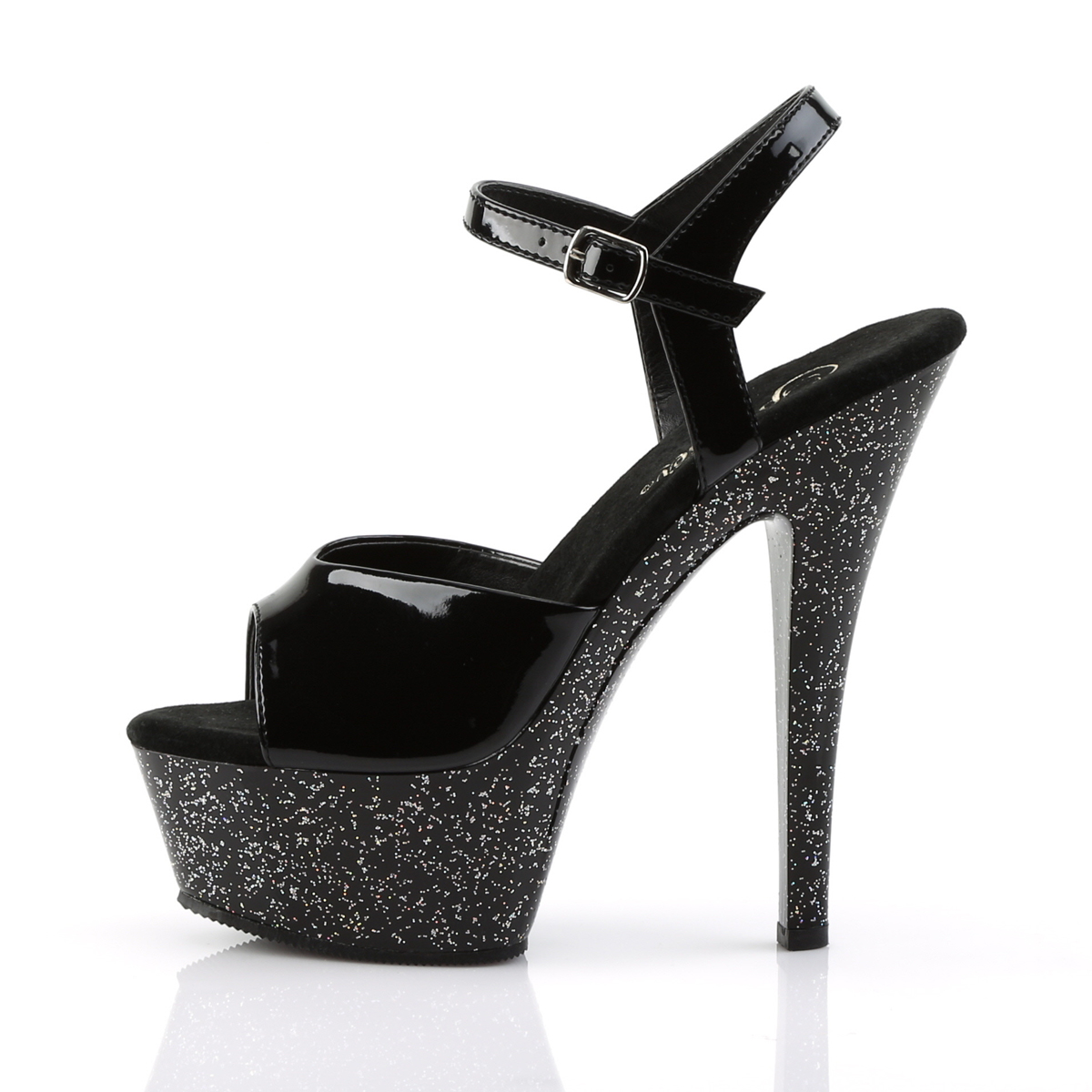 Pleaser Kiss-209MG B/M - Shiny Black Platform High-Heel Sandals
