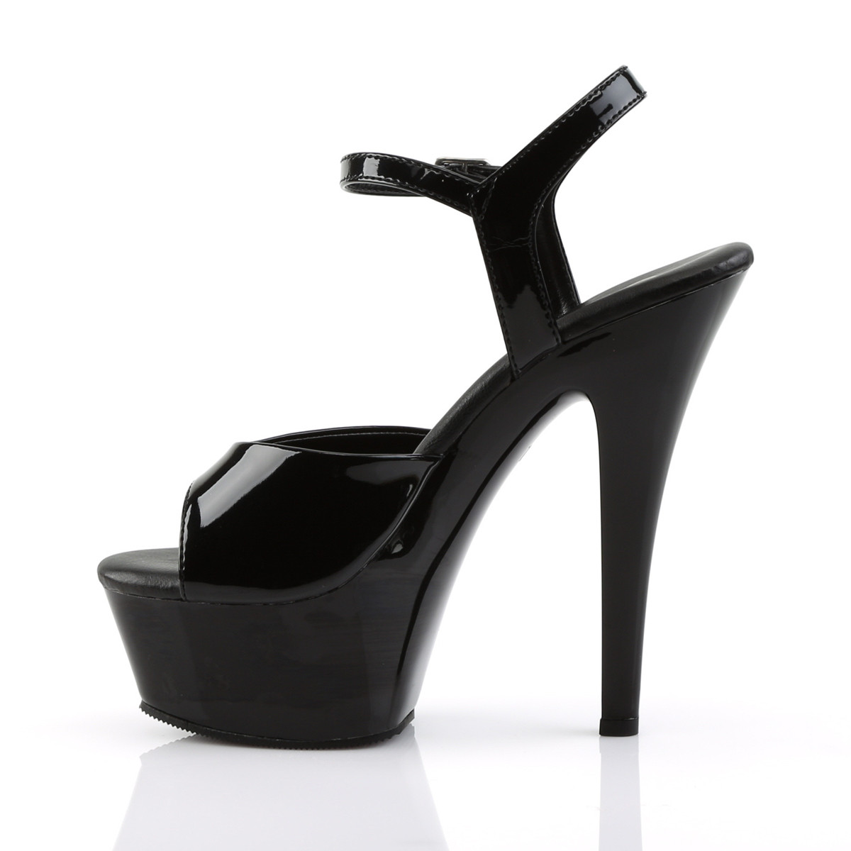 Pleaser Kiss-209VL B/M - Shiny Black Platform High-Heel Sandals
