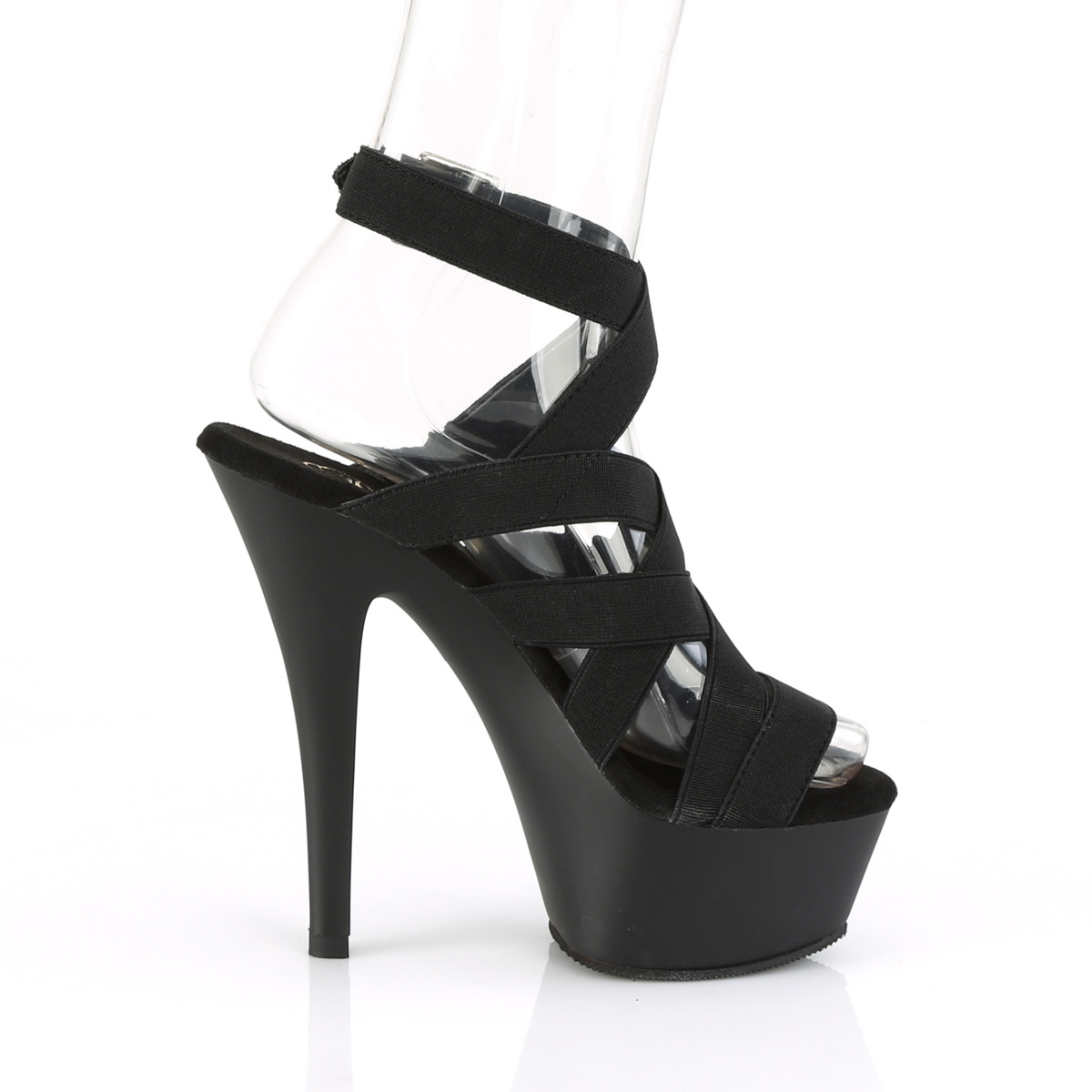Pleaser Kiss-241 BELS/M - Black Platform High-Heel Ankle Strap Heels